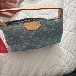 LV Denim Monogram Wristlet